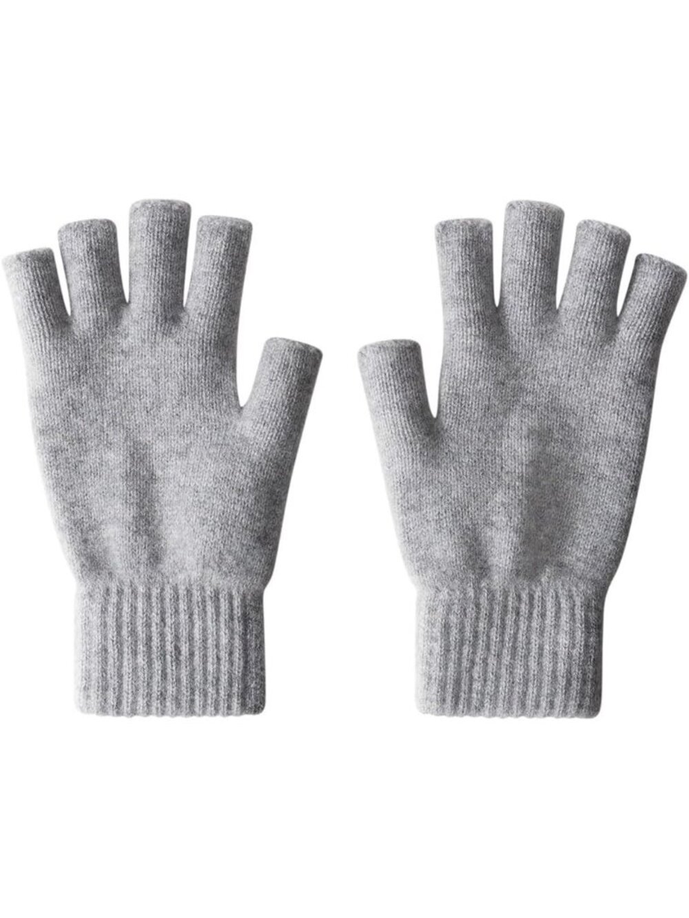 Unisex Light Grey Fingers Fingerless Mittens Pure Wool Outdoor Tactical Gloves